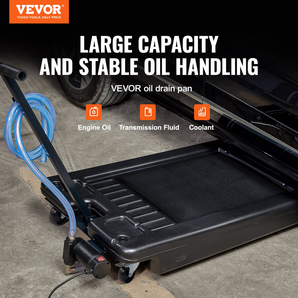 Vevor Oil Drain Pan 17 Gal. Low Profile 180W Electric Pump 8.2' Hose and Folding Handle New