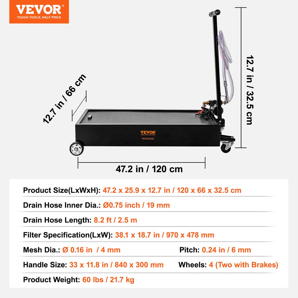 Vevor Oil Drain Pan 20 Gal. Low Profile 180W Electric Pump 8.2' Hose and Folding Handle New