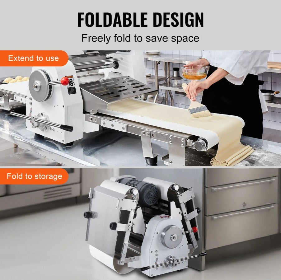 Vevor Commercial Electric Dough Sheeter 15.7" Pastry Roller with Adjustable Thickness New