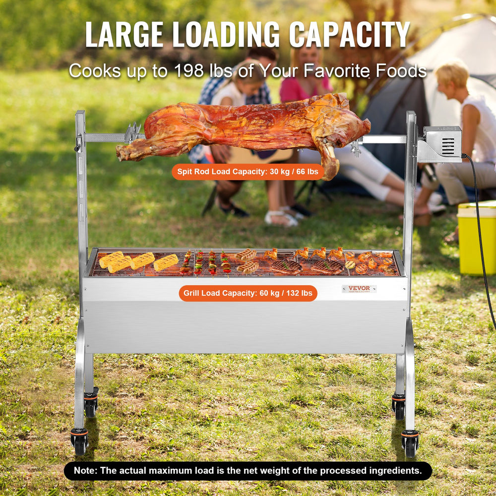 Vevor Spit Rotisserie BBQ Grill 46.6" 198 Lbs Capacity 52W Electric Roaster New