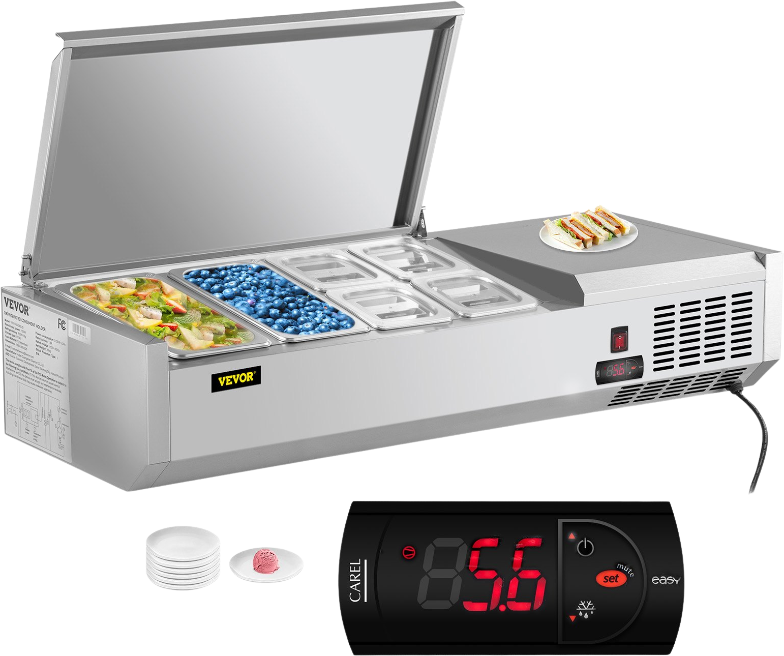 Vevor Refrigerated Condiment Prep Station 47.2