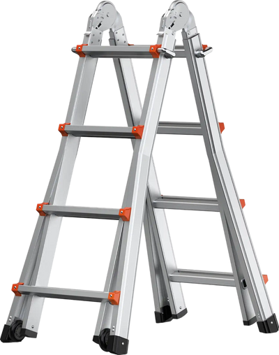 Vevor Telescoping A-Frame Ladder 13' Aluminum 330 Lb Capacity with Wheels New