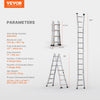 Vevor Telescoping A-Frame Ladder 13' Aluminum 330 Lb Capacity with Wheels New