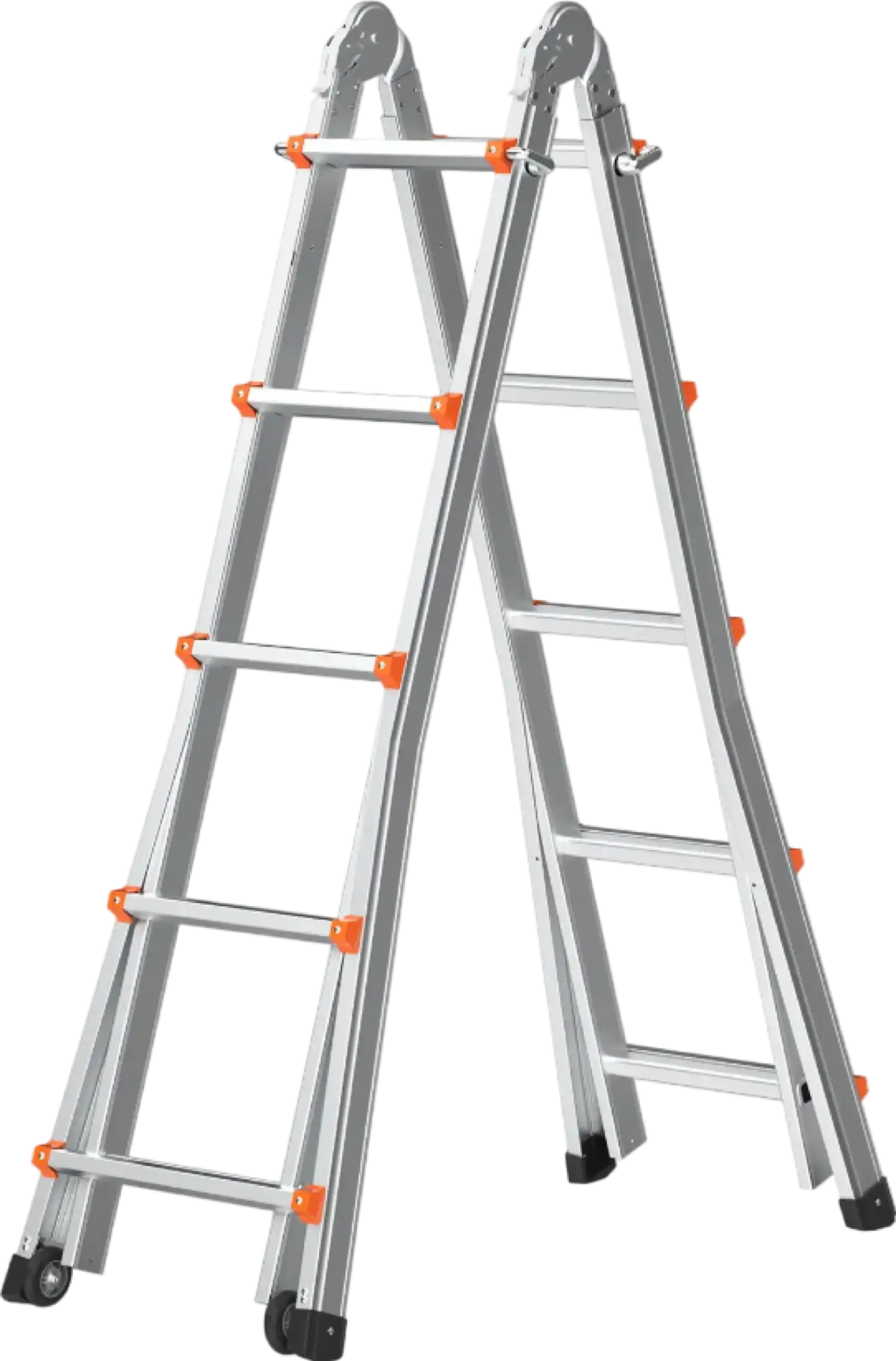 Vevor Telescoping A-Frame Ladder 17' Aluminum 330 Lb Capacity with Wheels New