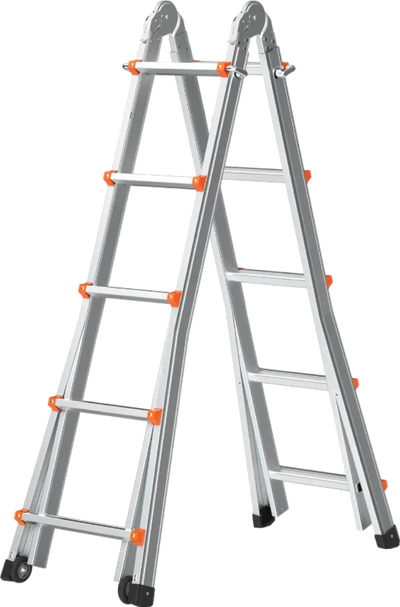 Vevor Telescoping A-Frame Ladder 17' Aluminum 330 Lb Capacity with Wheels New