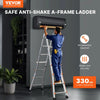Vevor Telescoping A-Frame Ladder 17' Aluminum 330 Lb Capacity with Wheels New