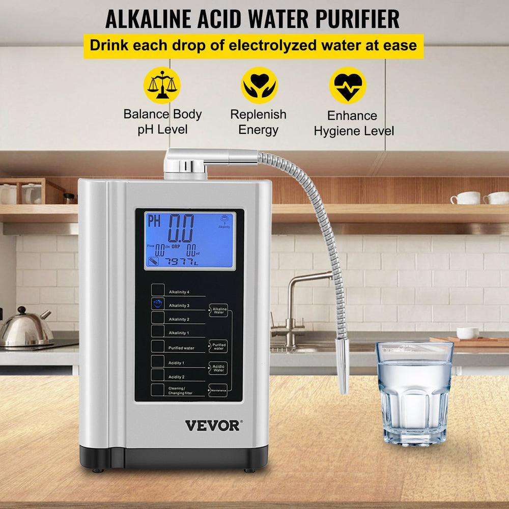 Vevor Water Ionizer Machine Home Alkaline Acid Filtration 5 Plate with 6000L Replaceable Filter New