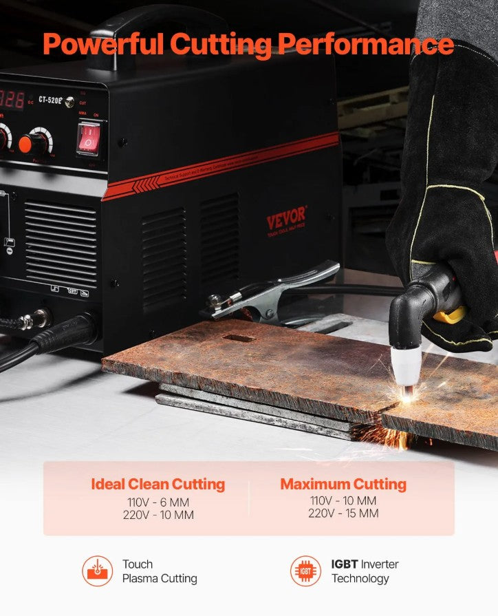 Vevor 3-in-1 Plasma Cutter and Welder Combo CT-520E TIG/MMA 110/220V New