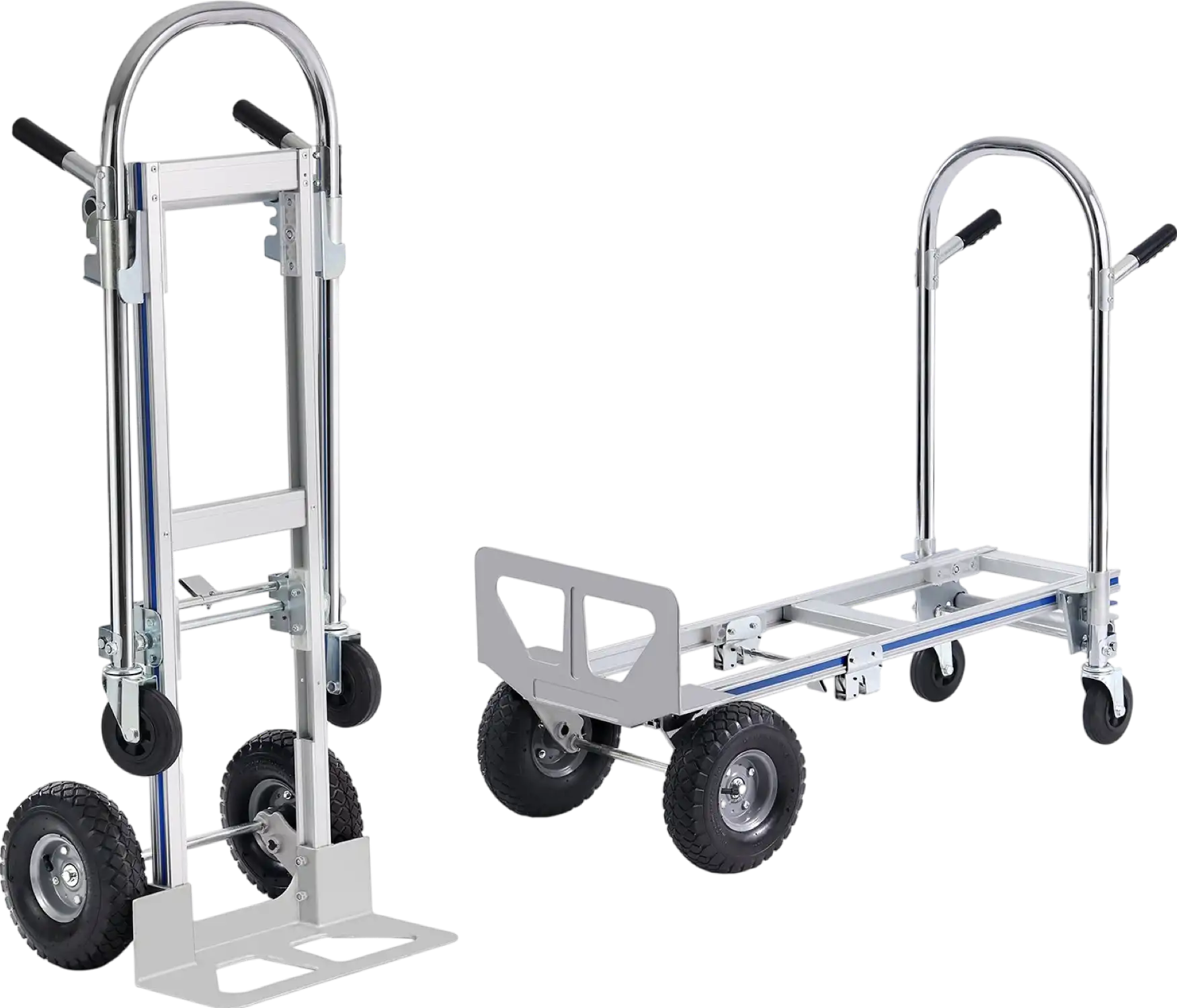 Vevor Hand Truck 2-in-1 Aluminum Convertible Dolly 800 Lbs Capacity Utility Cart with Rubber Wheels New