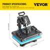 Vevor Heat Press Machine 12" x 15" 360° Swing Away Digital Sublimation 6-in-1 Combo 1050W New