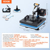 Vevor 5-in-1 Heat Press 15" x 15" Digital Swing-Away Sublimation Machine for DIY Mugs Caps and Plates New