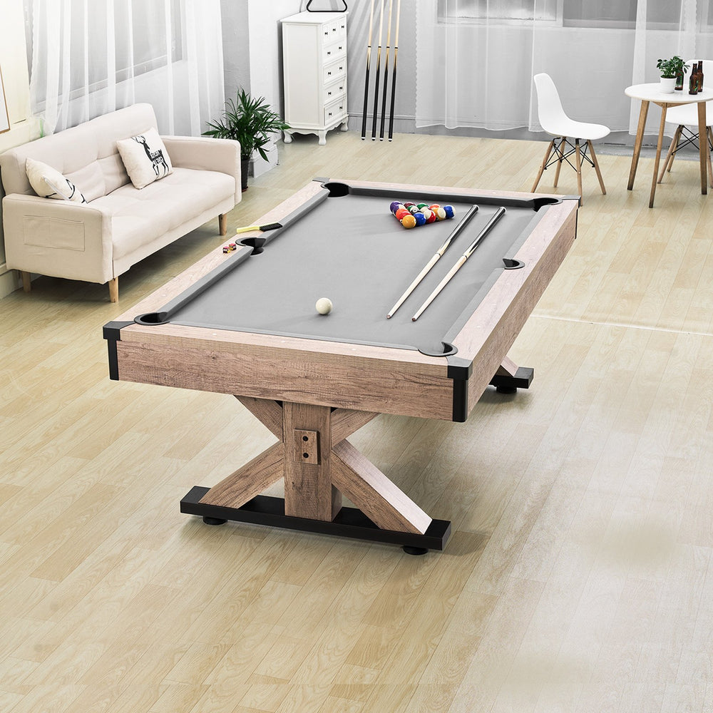 Vevor Billiards Table Combo Set 7' 3-in-1 Dining Tennis and Pool Table with Gray Cloth Includes Accessories New