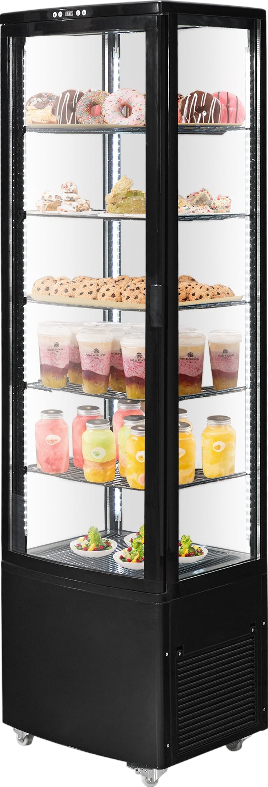 Vevor 5-Tier Refrigerated Display Case 9.8 Cu Ft Bakery Fridge with Glass Doors New
