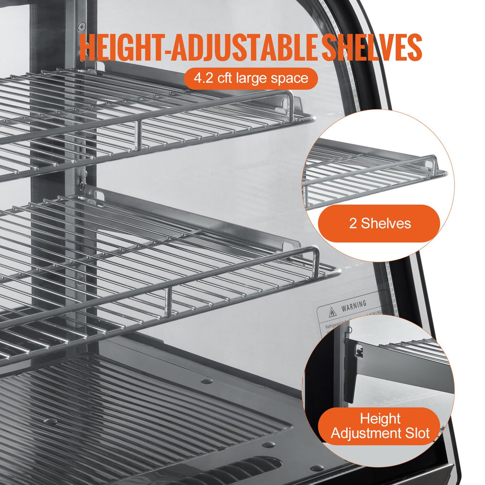Vevor Refrigerated Display Case 4.2 Cu Ft 2-Tier LED Lighting Auto Defog 35.6–42.8°F New