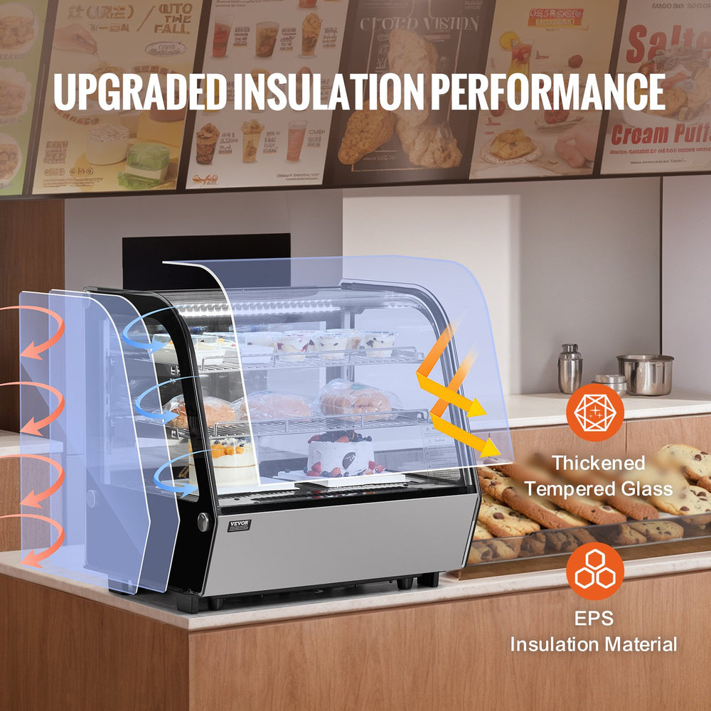 Vevor Refrigerated Display Case 4.2 Cu Ft 2-Tier LED Lighting Auto Defog 35.6–42.8°F New
