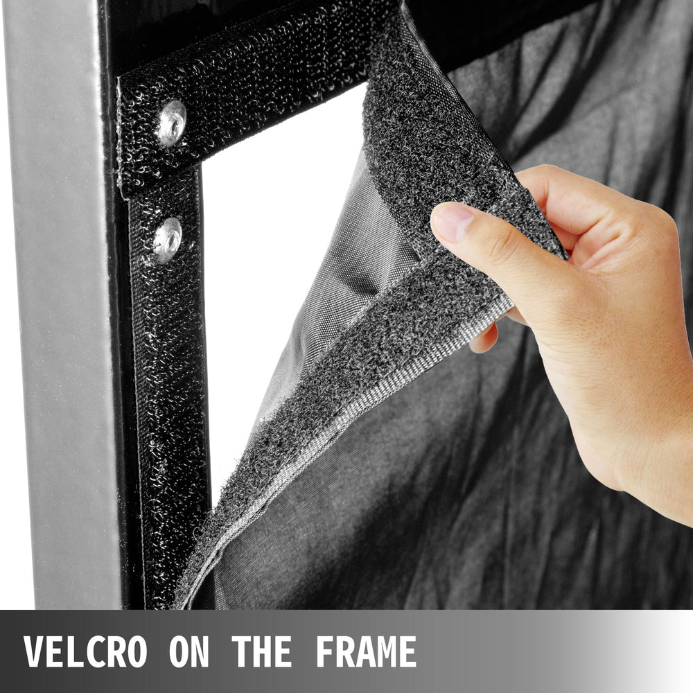 Vevor DJ Booth Facade 20" x 40" Table Top Foldable Metal Frame Height Adjustable Black and White Scrims New