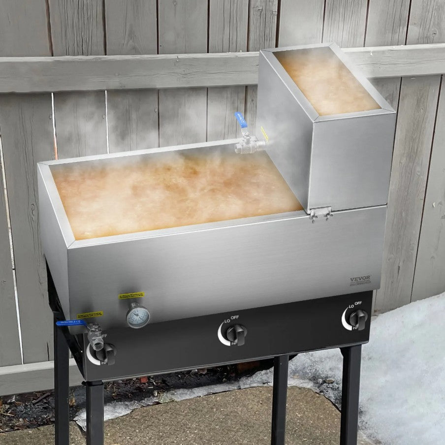 Vevor Maple Syrup Evaporator Pan Stainless Steel with Valves and Thermometer New