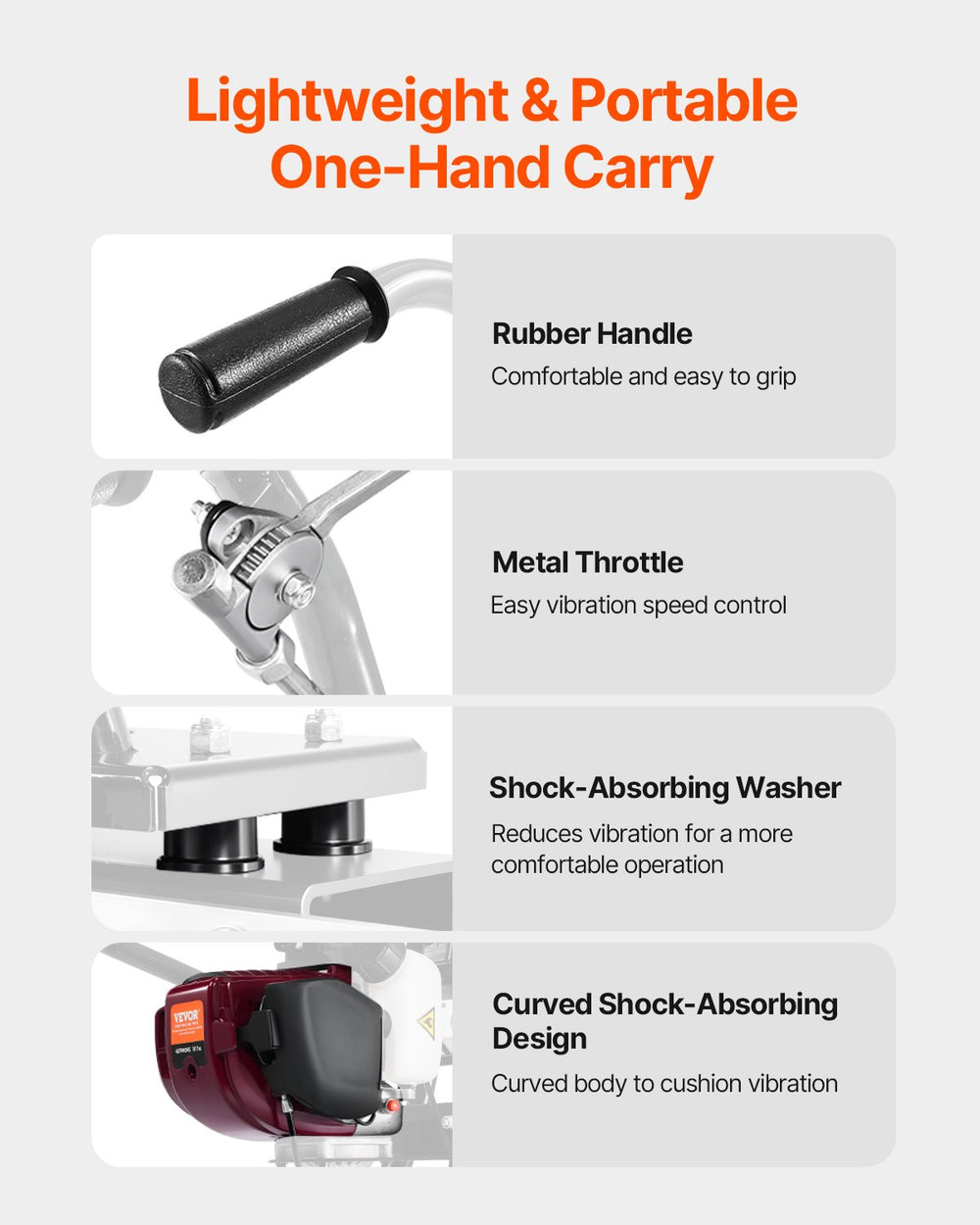 Vevor 4-Stroke Concrete Power Screed with 4' Aluminum Blade 1.6 HP Gas Motor New