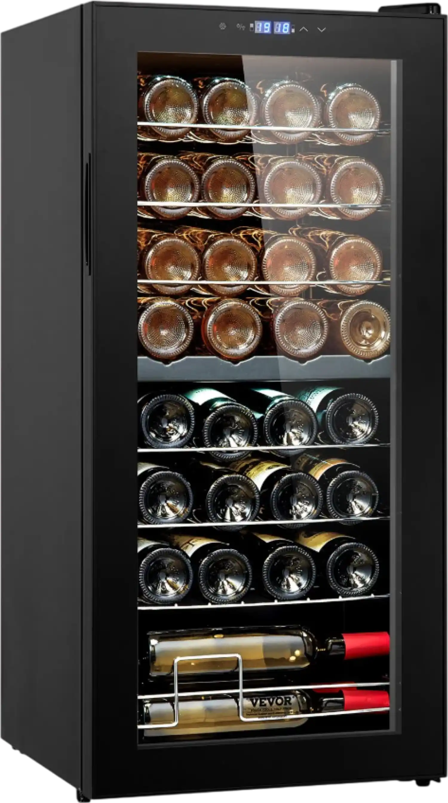 Vevor Dual Zone Wine Cooler 32-Bottle with LED Light and Touch Control New