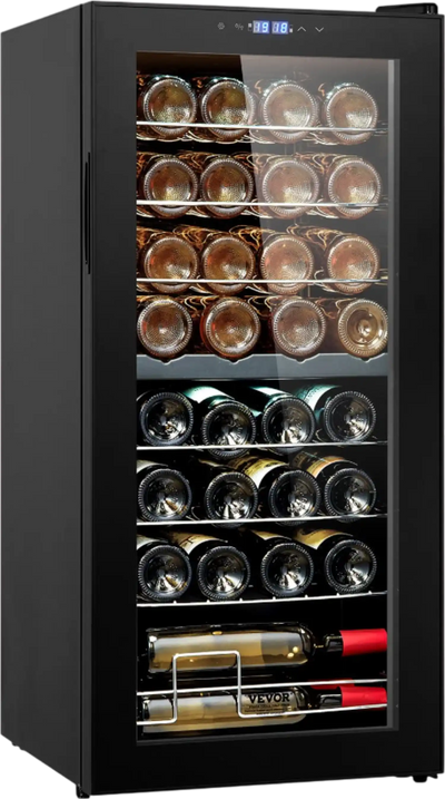 Vevor Dual Zone Wine Cooler 32-Bottle with LED Light and Touch Control New