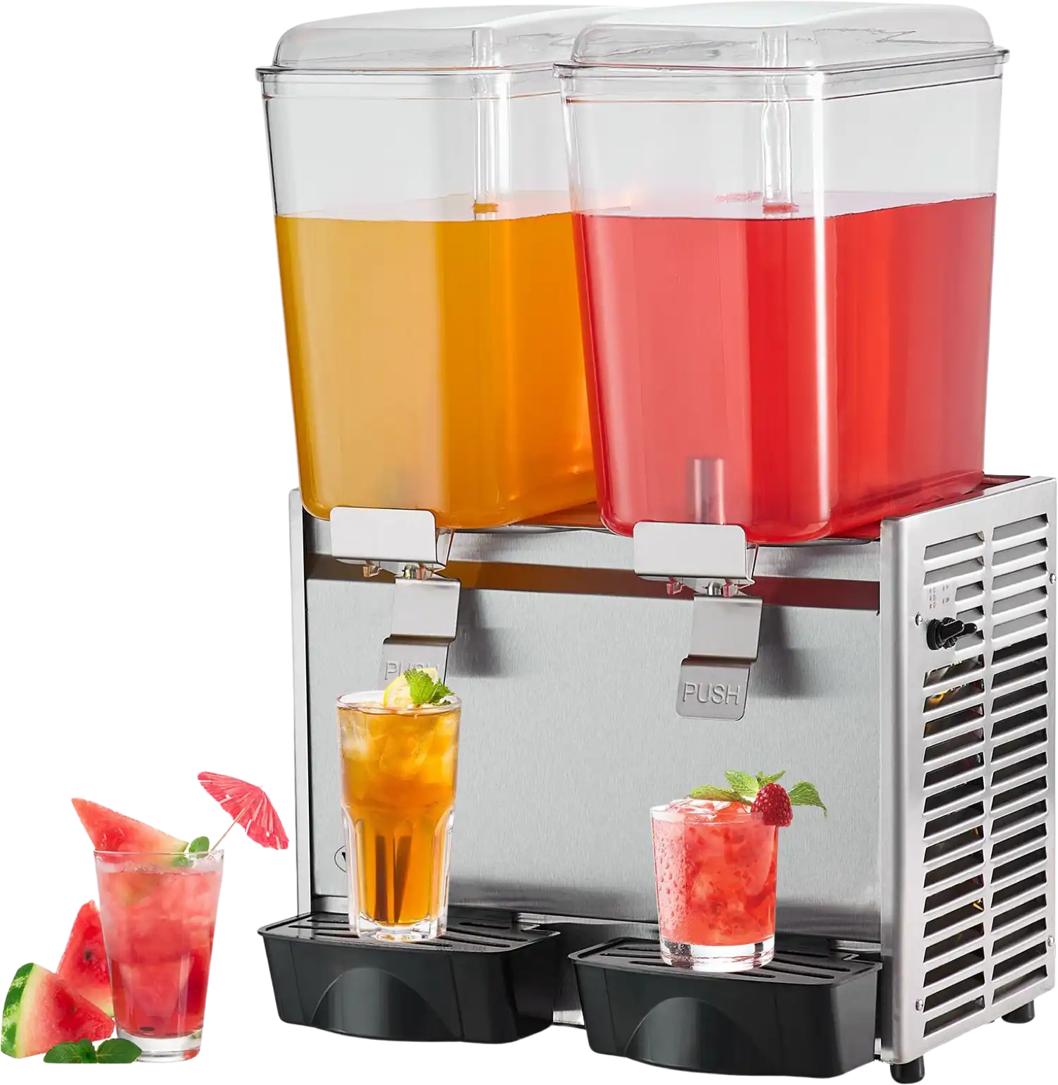 Vevor Commercial Cold Beverage Dispenser 4.75 Gal. 18 L 2 Tanks 590W Stainless Steel New