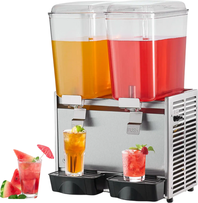 Vevor Commercial Cold Beverage Dispenser 4.75 Gal. 18 L 2 Tanks 590W Stainless Steel New
