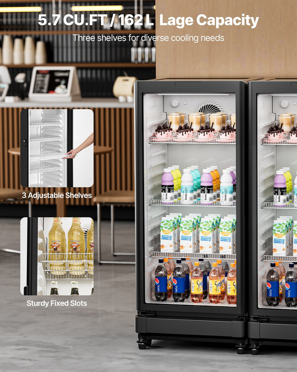 Vevor Commercial Beverage Refrigerator 5.7 Cu. Ft. Glass Door LED Lighting and Adjustable Shelves New