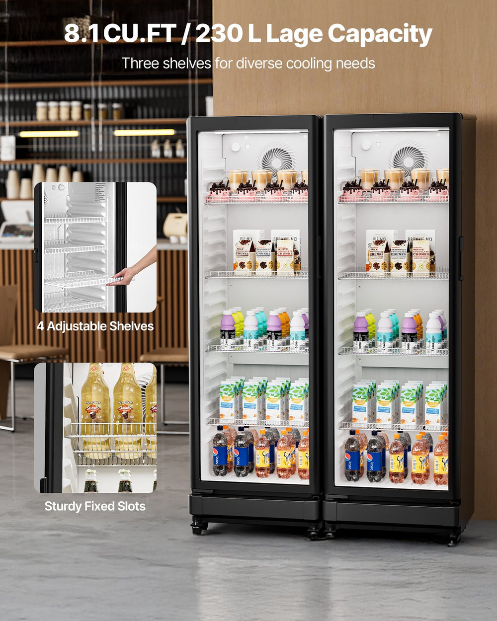 Vevor Commercial Beverage Refrigerator 8.1 Cu. Ft. Glass Door LED Lighting and Adjustable Shelves New