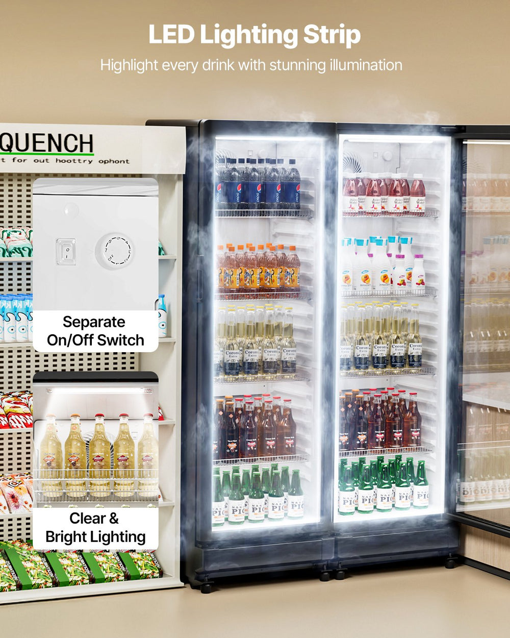 Vevor Commercial Beverage Refrigerator 8.1 Cu. Ft. Glass Door LED Lighting and Adjustable Shelves New