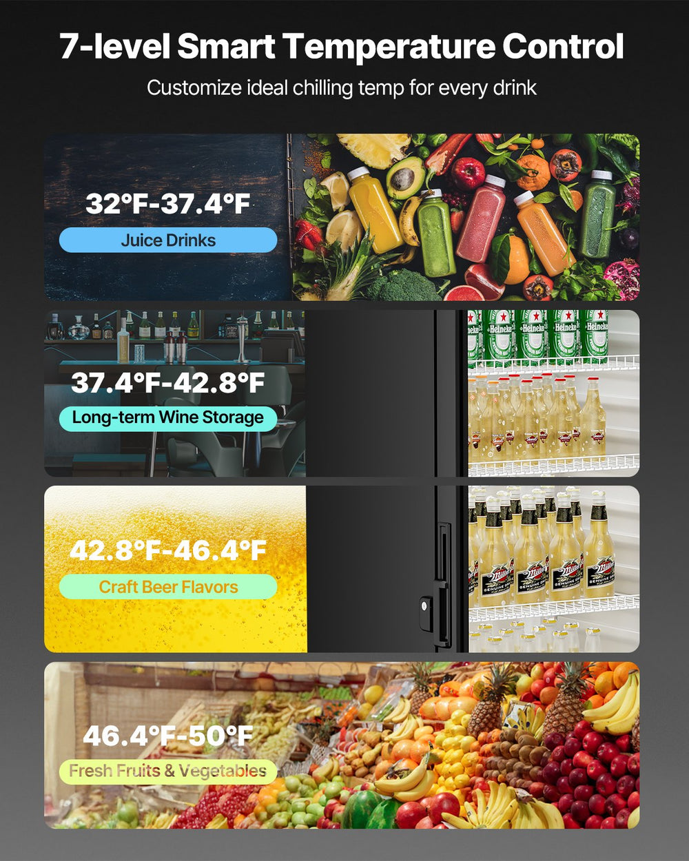 Vevor Commercial Beverage Refrigerator 6.9 Cu. Ft. Glass Door LED Lighting and Adjustable Shelves New
