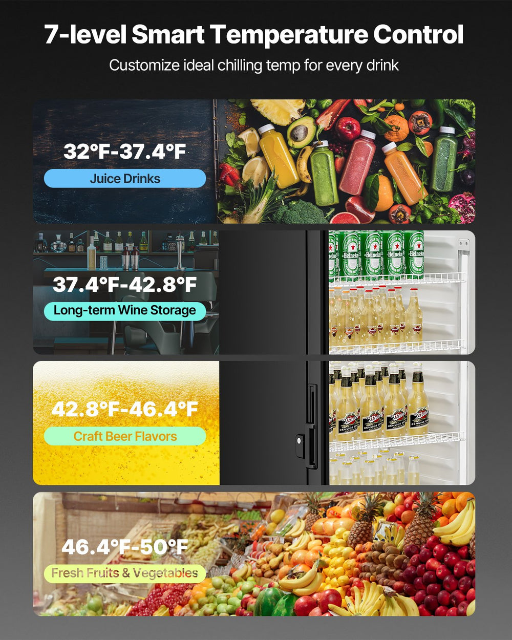 Vevor Commercial Beverage Refrigerator 9.7 Cu. Ft. Glass Door LED Lighting and Adjustable Shelves New