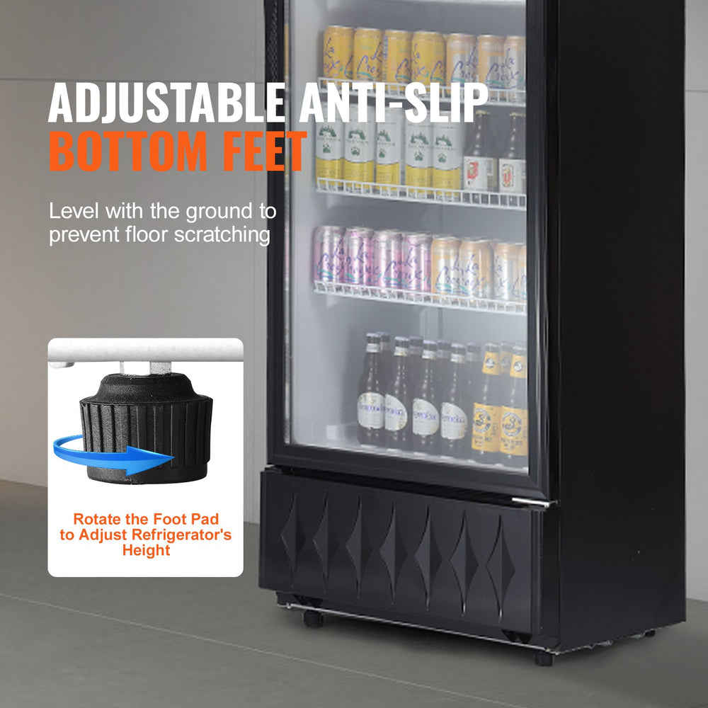 Vevor Merchandiser Refrigerator 12.2 Cu. Ft. Glass Door Beverage Display Cooler with 5 Adjustable Shelves New