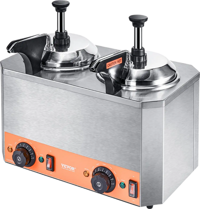 Vevor Electric Cheese Dispenser with 2 Heated Pumps 2.3 Qt Commercial 86-230°F Adjustable Temperature 650W New