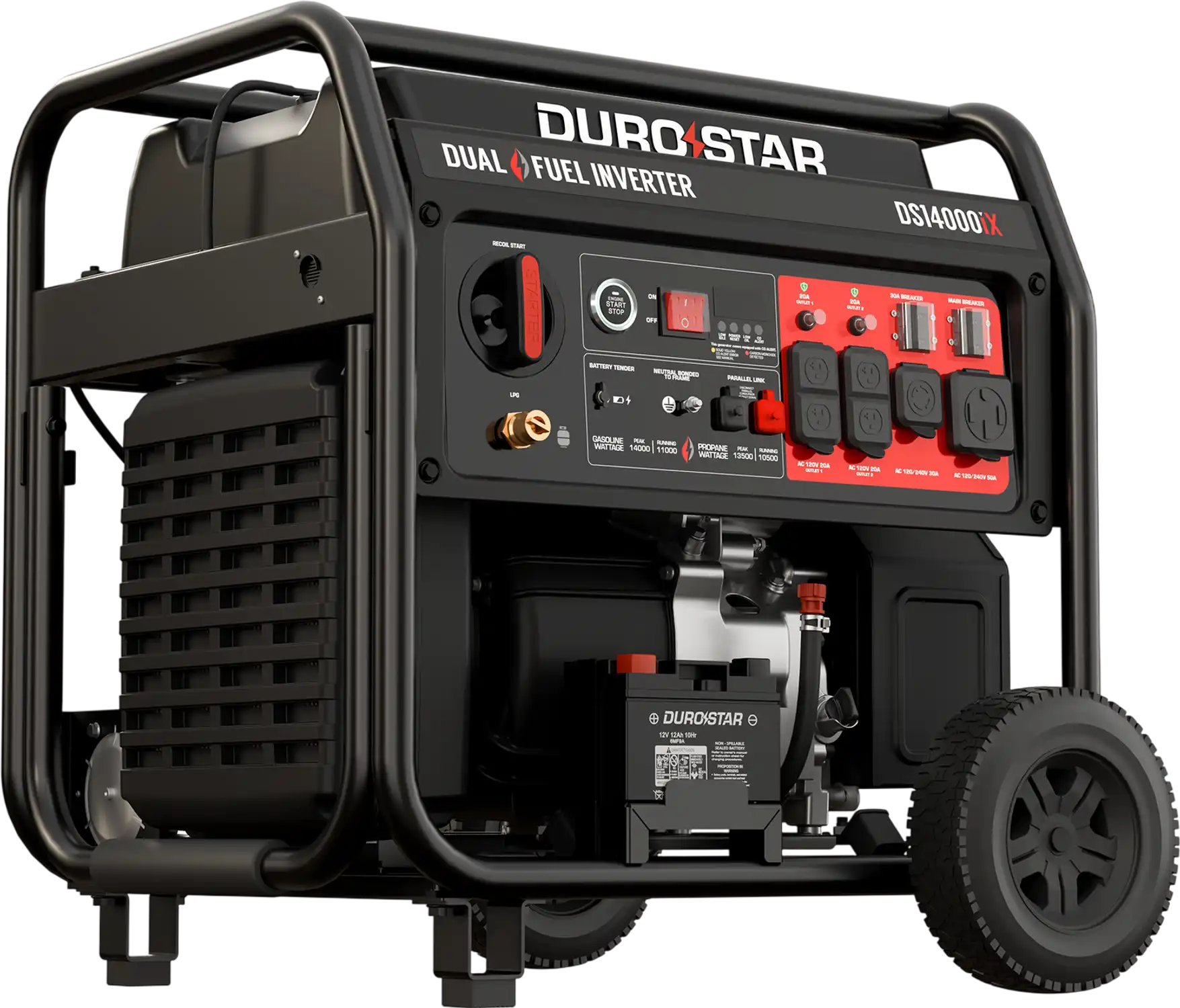 DuroStar DS14000iX 11000W/14000W Generator Dual Fuel Gas Propane 50A Low THD Inverter Remote Start New