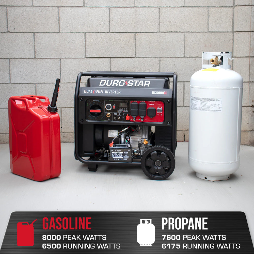 DuroStar DS8000iX Generator 6500W/8000W Dual Fuel Gas Propane Inverter Low THD CO Alert Remote Start New