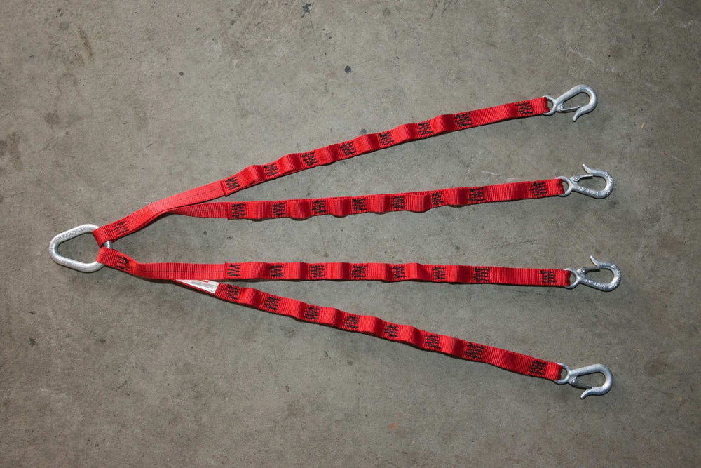 Makinex PHT sling attachment straps laid out with hooks