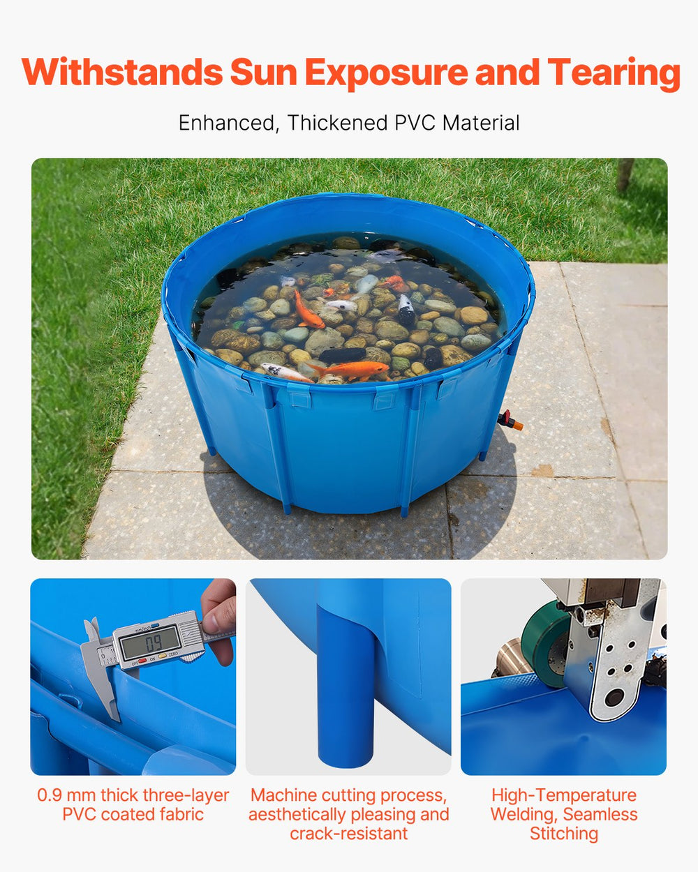 Vevor Round Canvas Fish Pond 818 Gal Above Ground PVC Koi Tank New