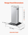 Vevor Wall Mount Range Hood 36" 800 CFM Ducted/Ductless Stainless Steel Touch and Gesture Control New