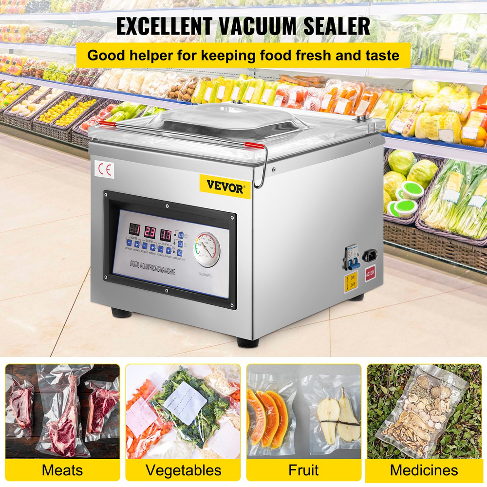 Vevor DZ-260C Vacuum Sealer Single Chamber Packaging Machine Food Saver New