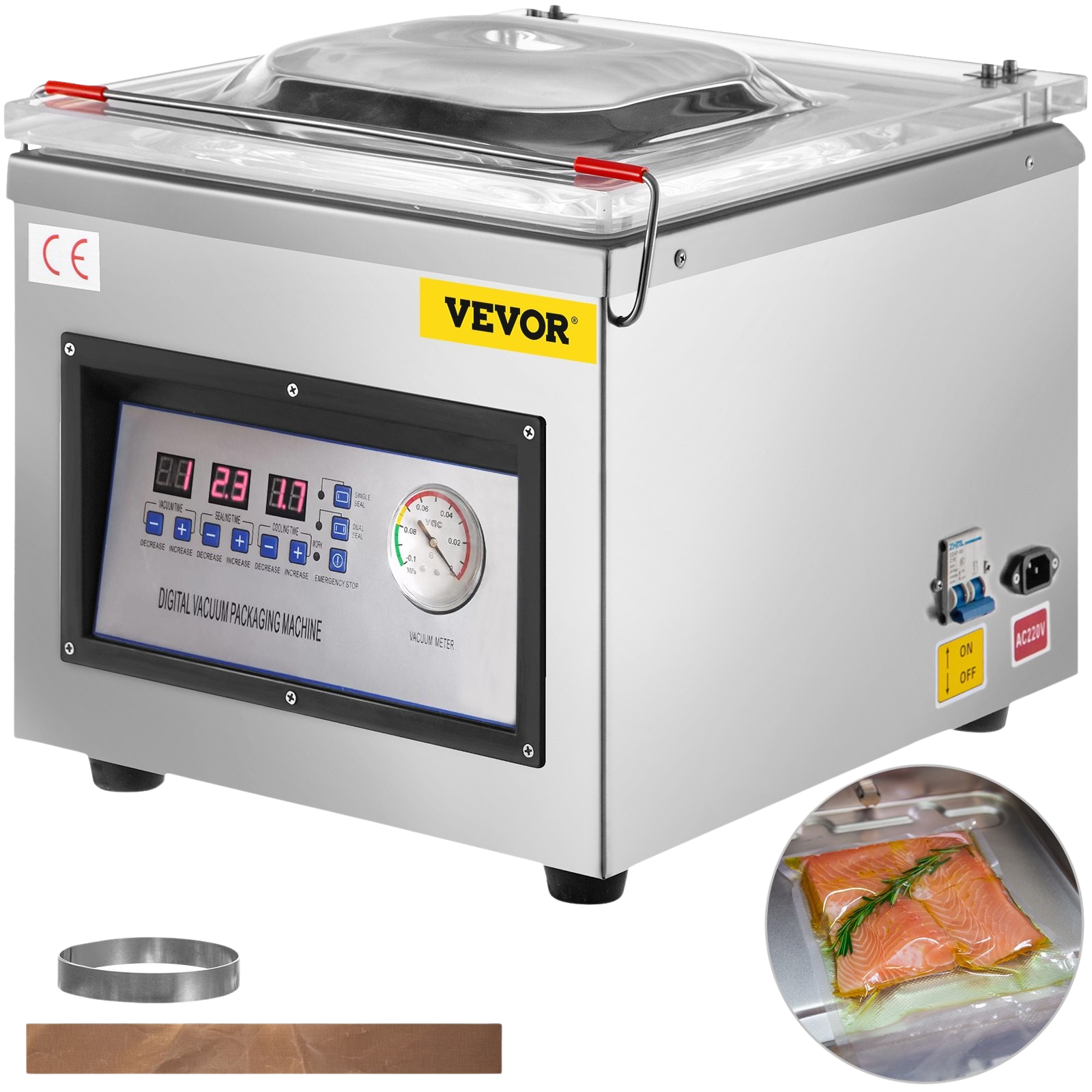 Vevor DZ-260C Vacuum Sealer Single Chamber Packaging Machine Food Saver New