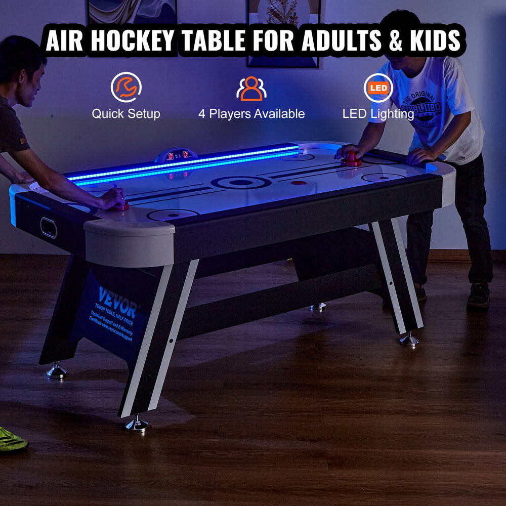 Vevor Hockey Table 72" Air-Powered Indoor LED Game with Electronic Scoreboard 2 Pucks and 2 Pushers New