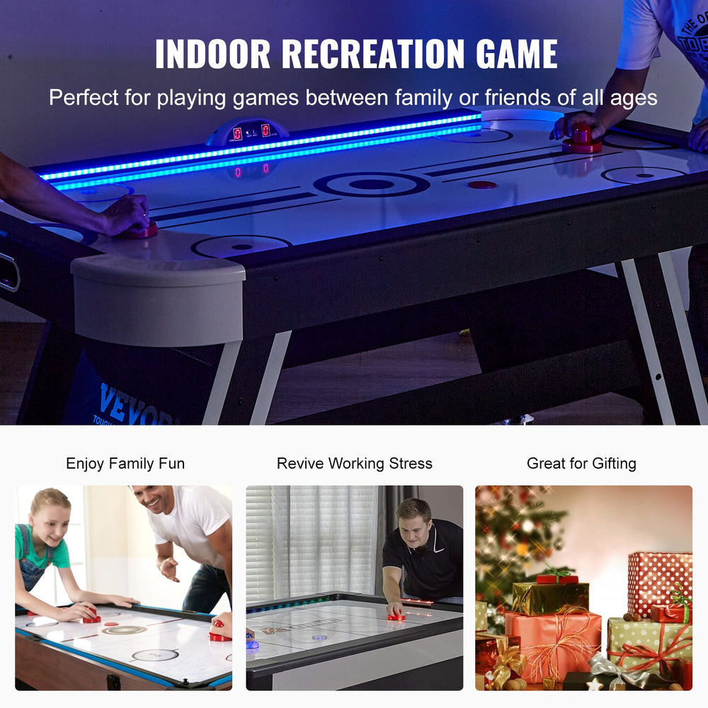 Vevor Hockey Table 72" Air-Powered Indoor LED Game with Electronic Scoreboard 2 Pucks and 2 Pushers New