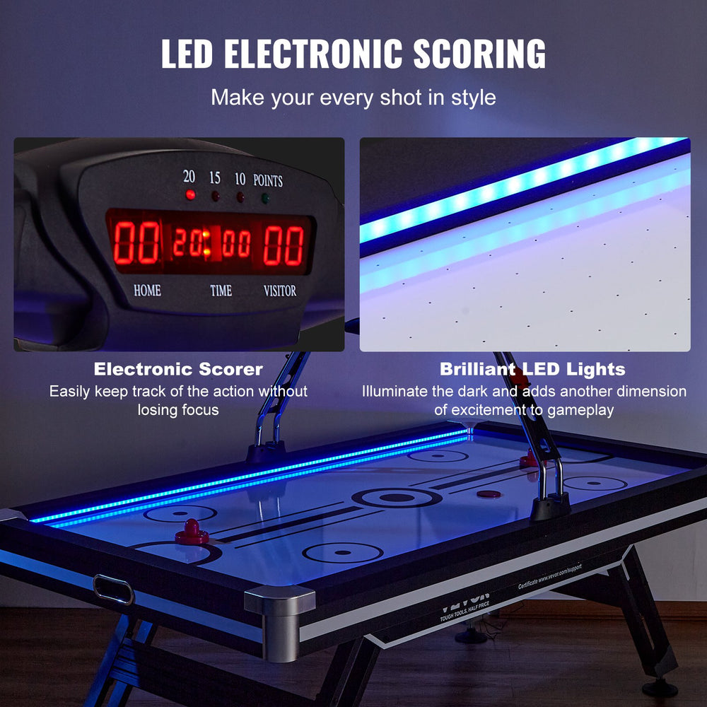 Vevor Hockey Table 89" Air-Powered Indoor LED Game with Electronic Scoreboard 2 Pucks and 2 Pushers New