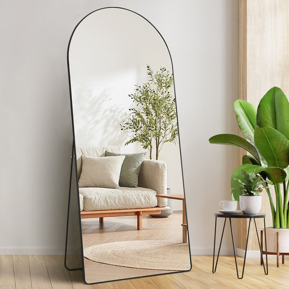 Vevor Full Length Mirror 71" x 32" Arched Floor Mirror with Stand Wall-Mounted Aluminum Alloy Frame New