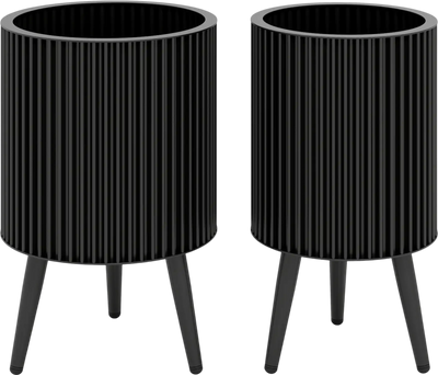 Costway Decorative Flower Pots w/ Stand & Drainage Holes Set of 2 23887399 New