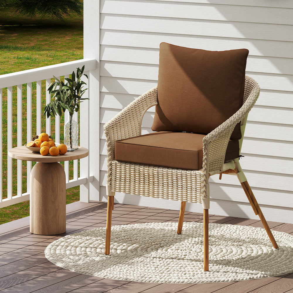 Deep Seat Chair Cushion Pads Set with Rope Belts for Indoor and Outdoor-Brown - Gallery View 1 of 9