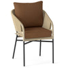 Deep seat chair with brown cushion, featuring rope belts for secure fit, ideal for indoor and outdoor use.