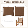 Brown deep seat chair cushion pads set with dimensions, featuring rope belts for secure placement and easy maintenance.