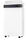 White 4500 Sq. Ft dehumidifier with LED display, 4 wheels for easy mobility, and 57 pint capacity for home use.