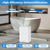 Dehumidifier with LED display showing humidity levels, ideal for home use, featuring auto and manual drainage options.